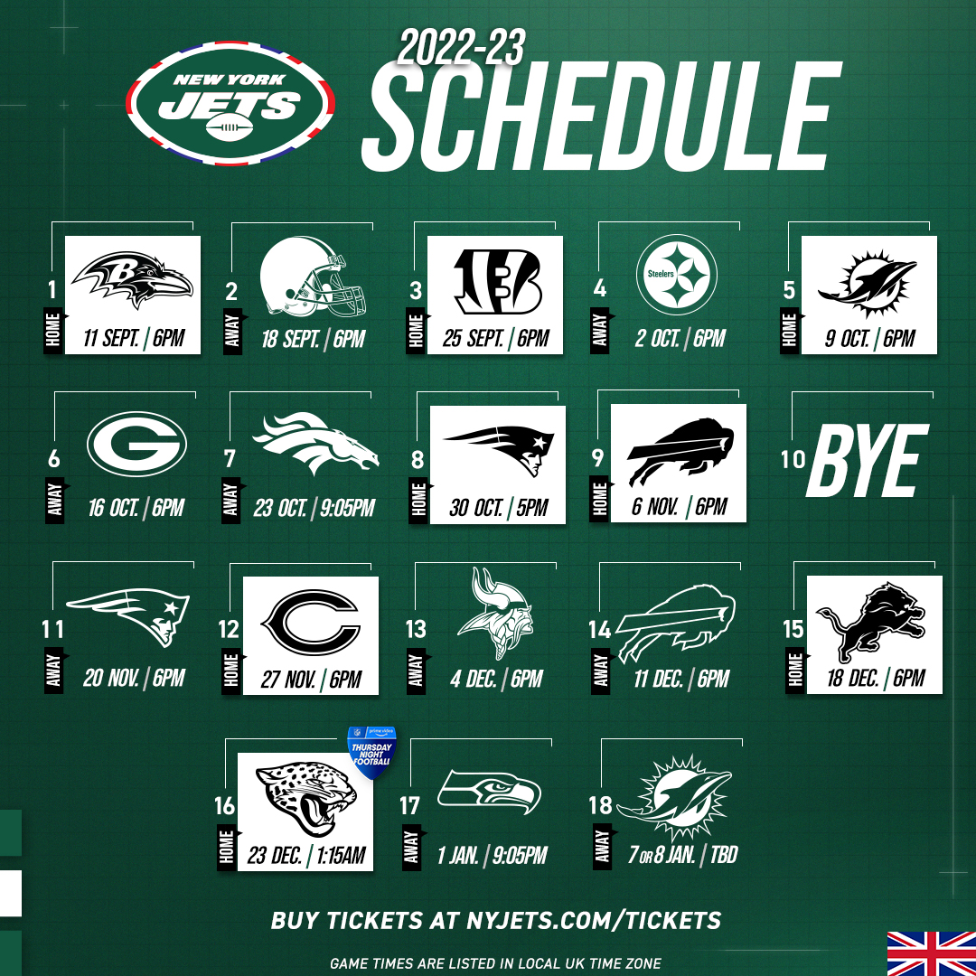 new york jets schedule for 2022